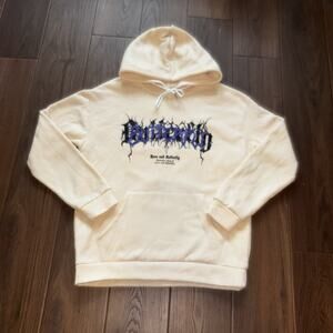 Romwe Rose And Butterfly Romantic Story Sweatshirt Hoodie Cream Adult Large